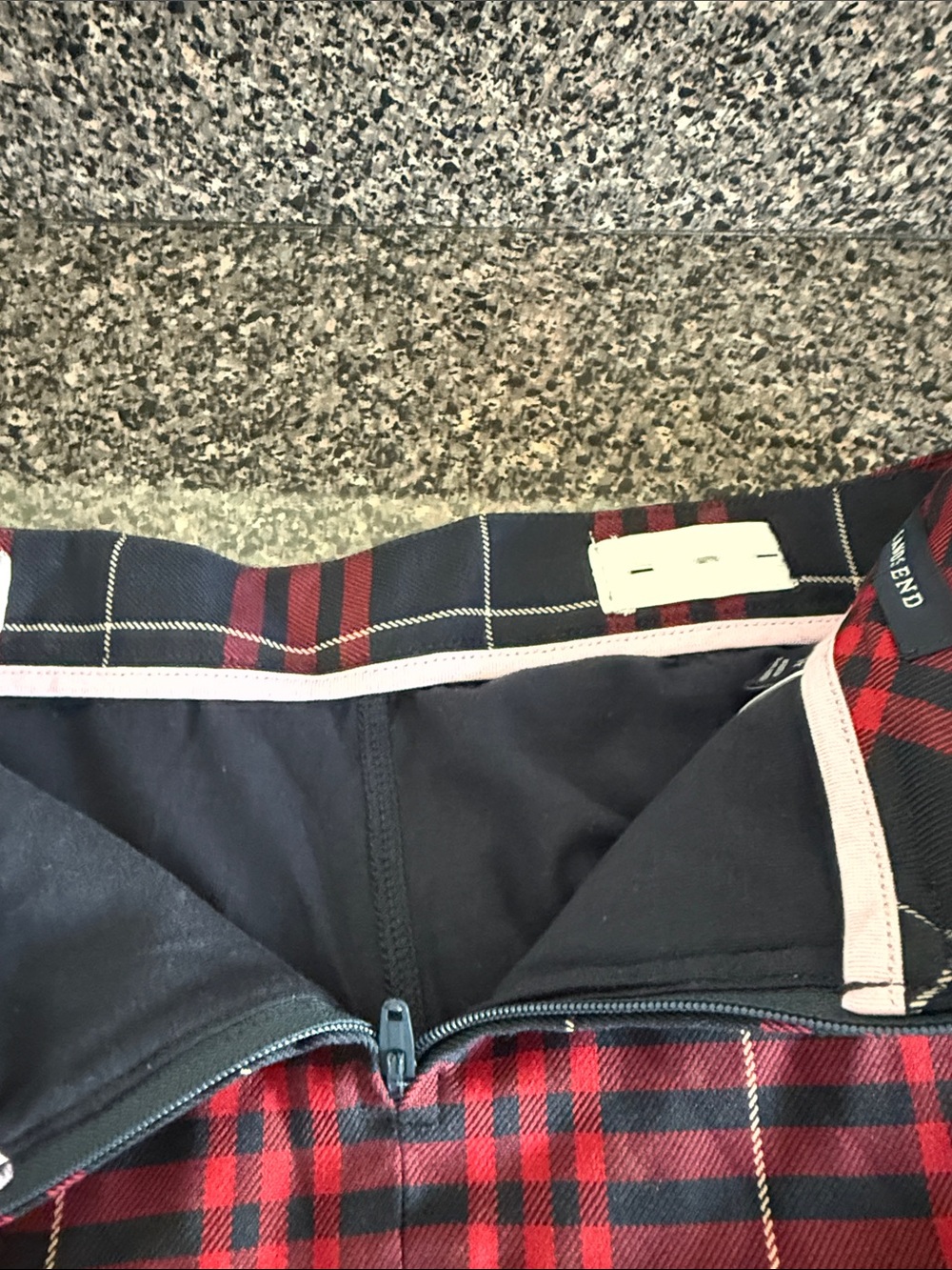 Lands' End Navy and Red Plaid Pleated Mini Skirt altered. - Picture 6 of 11